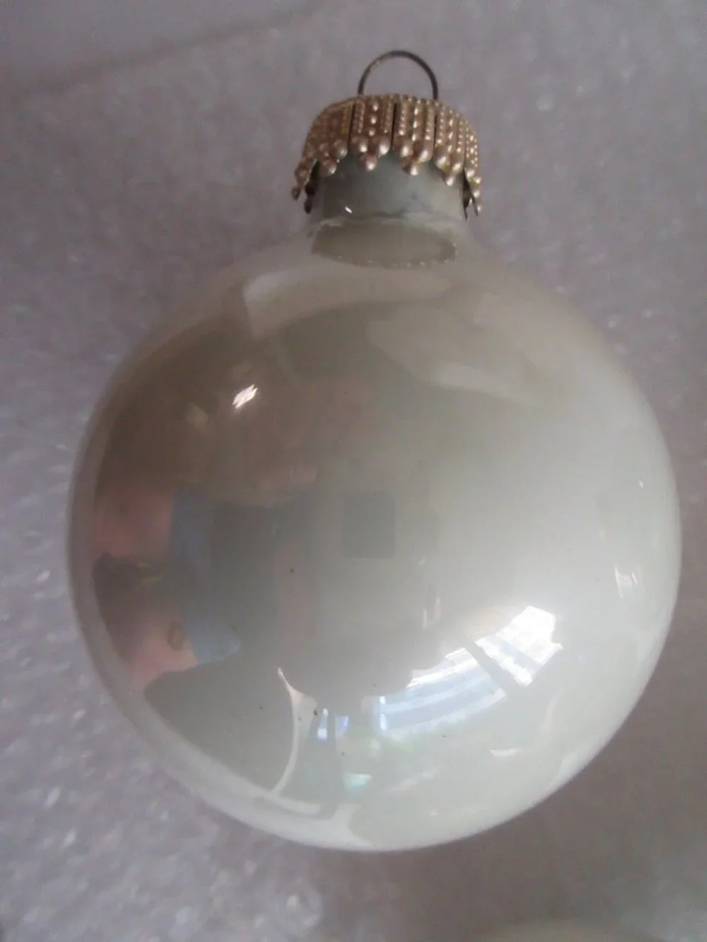Krebs Christmas Ornament 2 Boxes of 4 Glass Balls White w/ Christmas Tree Vtg
